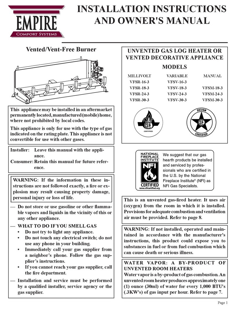 Empire Comfort Systems VFSR-16-3, VFSR-18-3, VFSR-24-3, VFSR-30-3, VFSV-16-3, VFSV-18-3, VFSV-24-3, VFSV-30-3, VFSM-18-3, VFSM-24-3,... Installation instructions and owner's manual