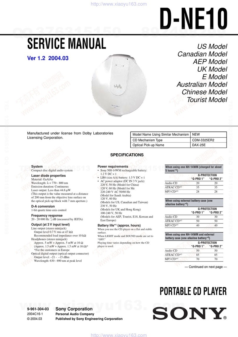 Sony D-NE10 - Atrac Cd Walkman User manual
