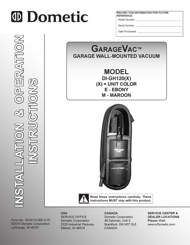 Dometic GarageVac DI-GH120 series Installation instructions