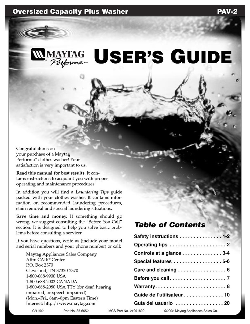 Maytag PAV4960AWW User manual Maytag PAV4960AWW User manual
