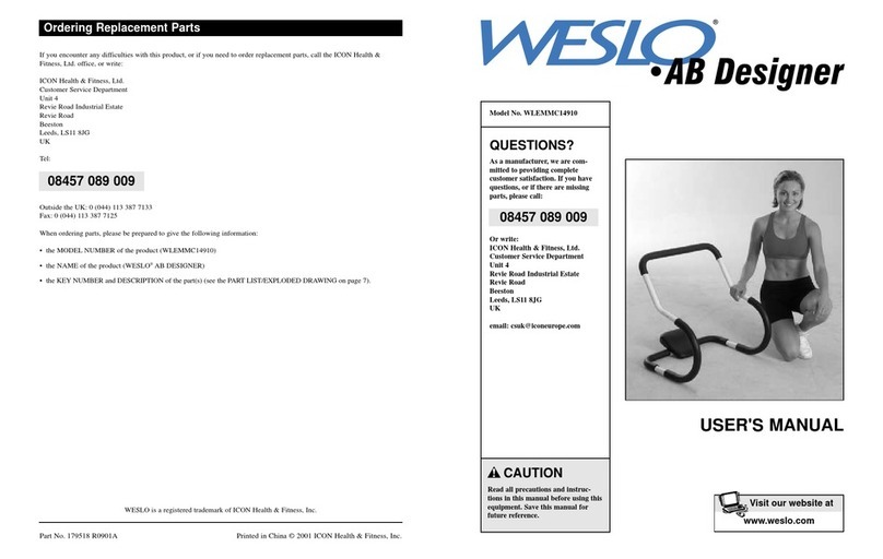 Weslo AB Designer WLEMMC14910 user manual