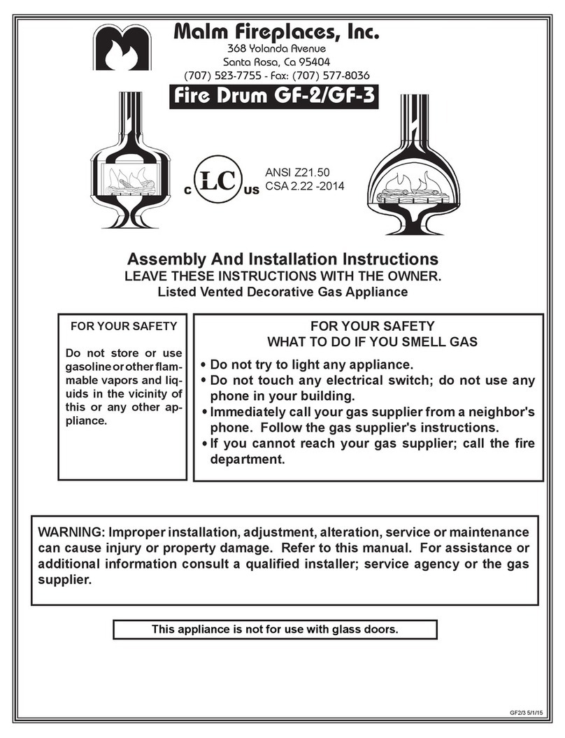 Malm Fireplaces Fire Drum GF-2 Assembly and installation instructions