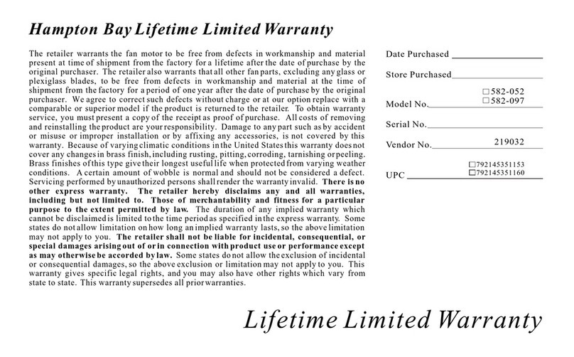 HAMPTON BAY 582-052 User manual