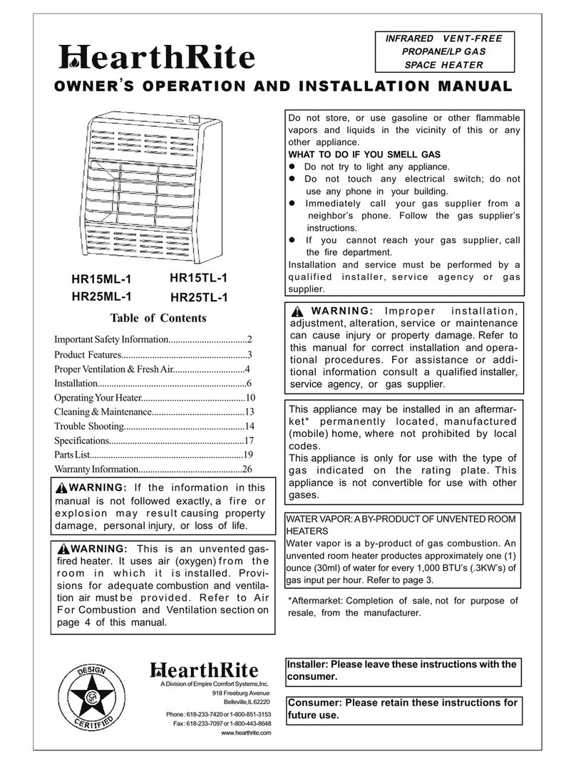 HearthRite HR15ML-1 Quick start guide HearthRite HR15ML-1 Quick start guide