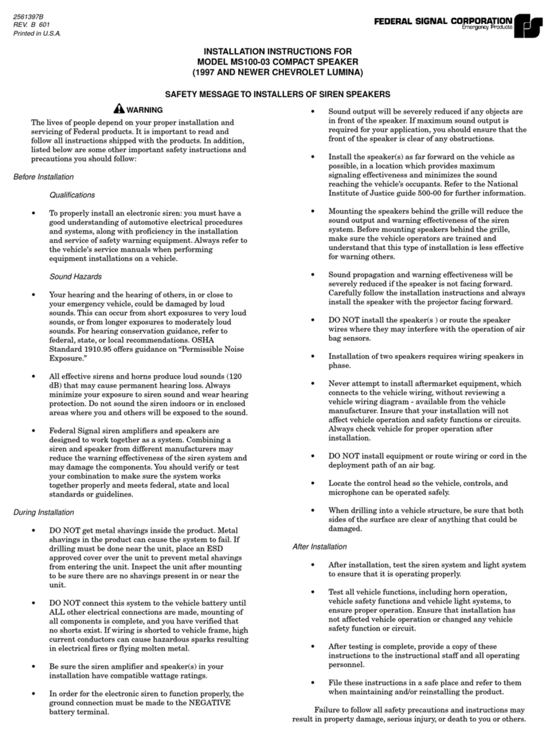 Federal Signal Corporation MS100-03 installation instructions