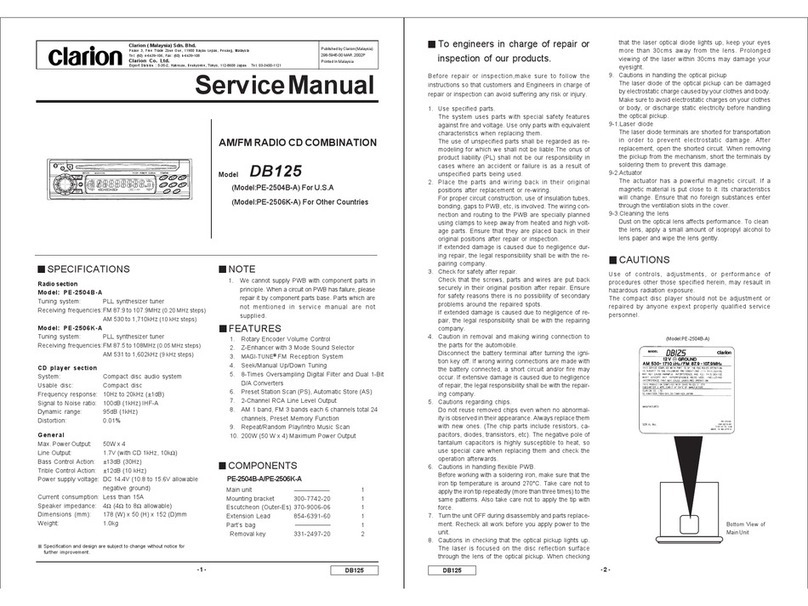 Clarion DB125 User manual