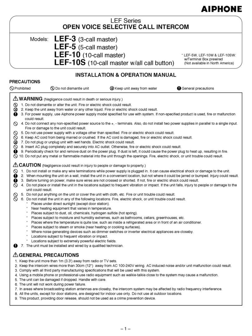 Aiphone LEF-3 User manual Aiphone LEF-3 User manual
