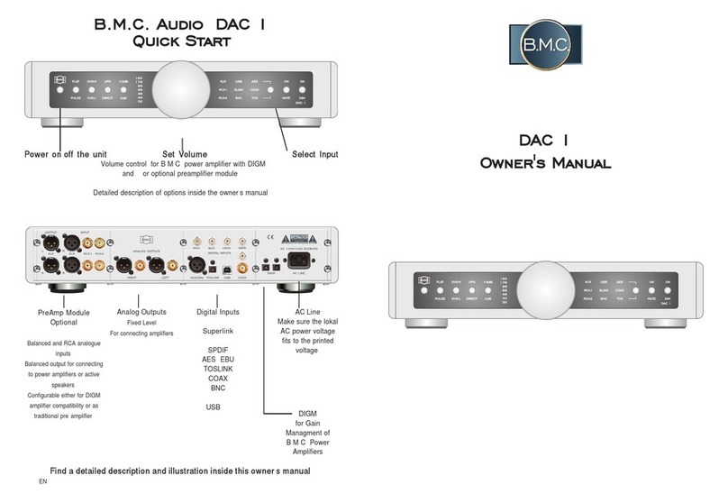 B.M.C. DAC 1 owner's manual