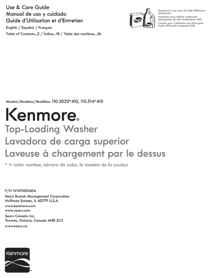 Kenmore W10740540A Use & care guide