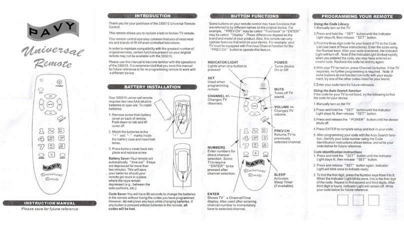 Pavy 330015 User manual