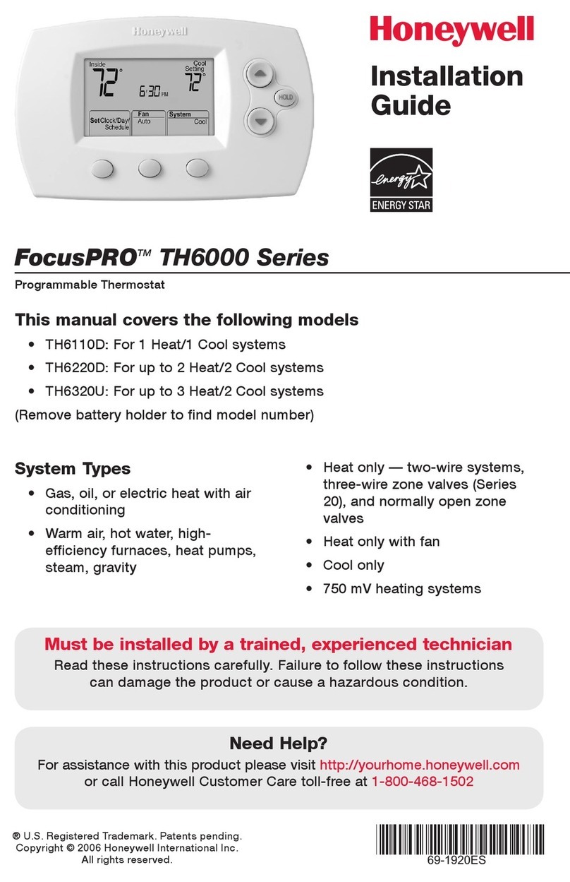 Honeywell FocusPRO Wi-Fi TH6000 Series installation guide Honeywell FocusPRO Wi-Fi TH6000 Series installation guide