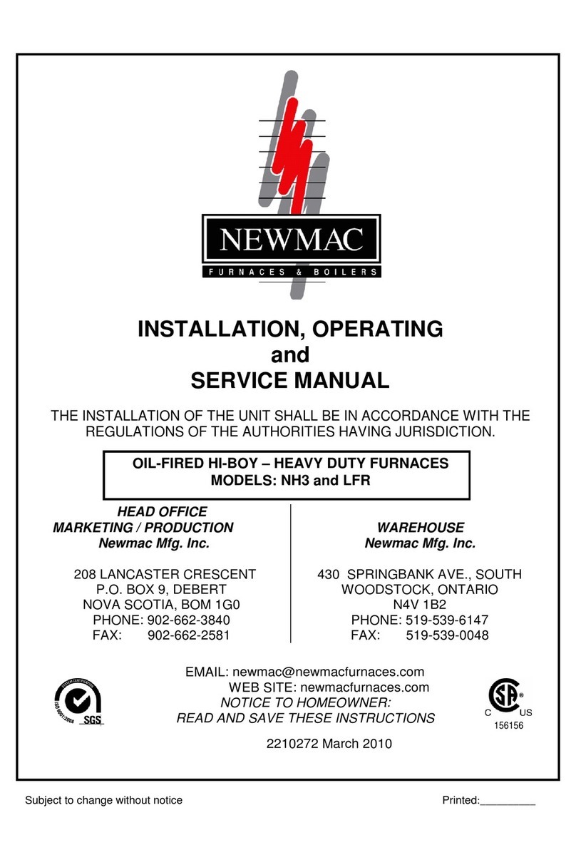 Newmac NH3-122 Installation, operating and service manual
