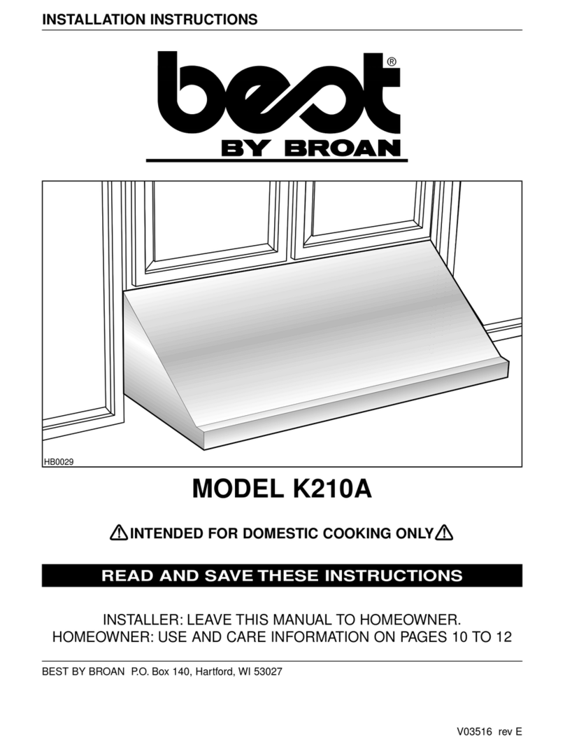 Broan Best K210A Series installation instructions
