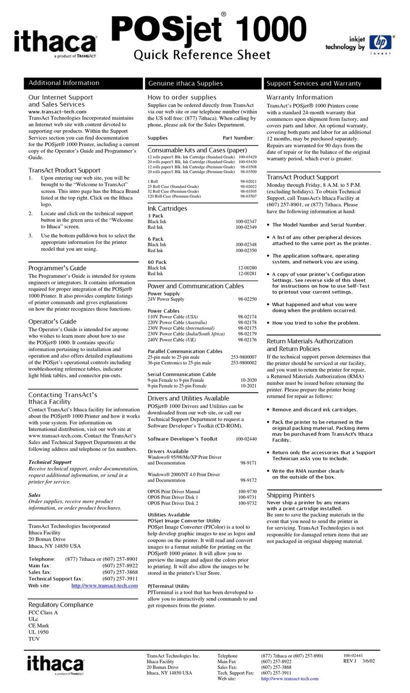 Ithaca POSjet 1000 User manual