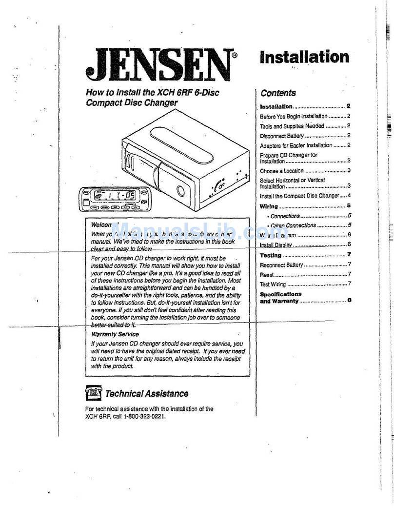Jensen XCH 6RF Instruction sheet
