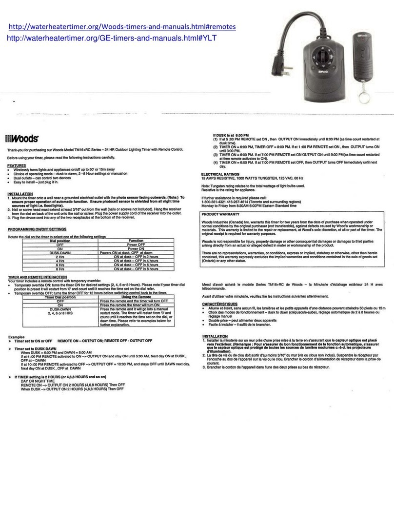 Woods TM16+RC Series instructions