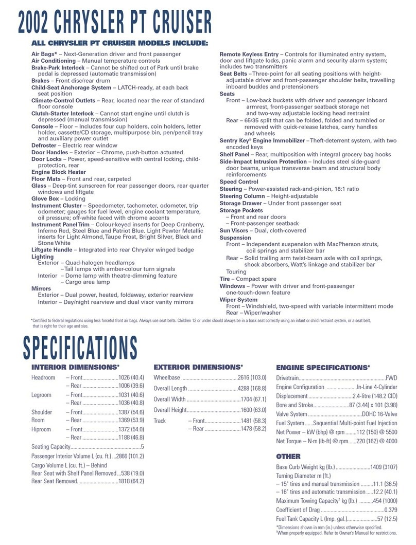 Chrysler 2002 PT Cruiser Specifications