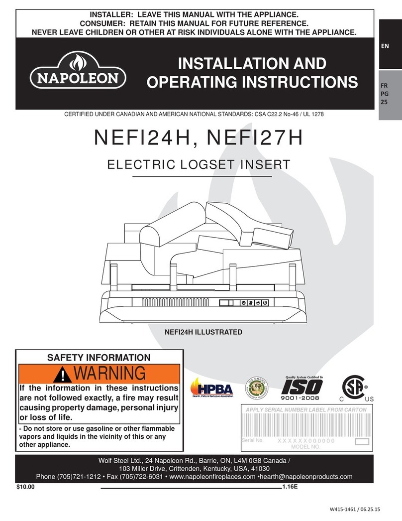 Napoleon NEFI24H Installation and operating instructions Napoleon NEFI24H Installation and operating instructions