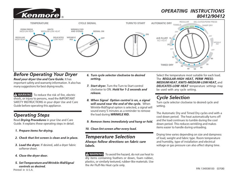 Kenmore 80412 operating instructions