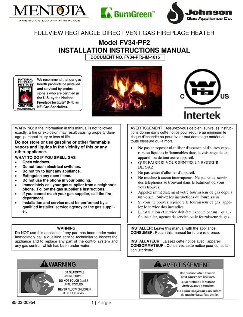 Johnson Gas Appliance FV34-PF2 Installation instructions manual