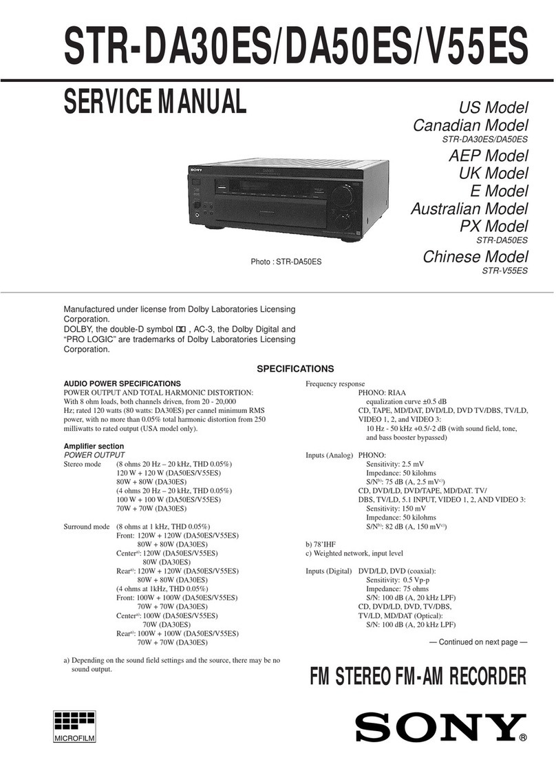 Sony STR-DA30ES - Fm Stereo/fm-am Receiver User manual