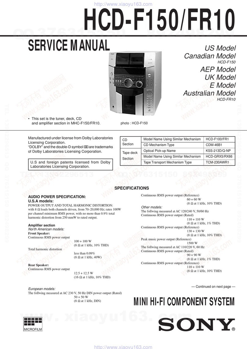 Sony HCD-F150 - Component For Mhcf150 Service manual
