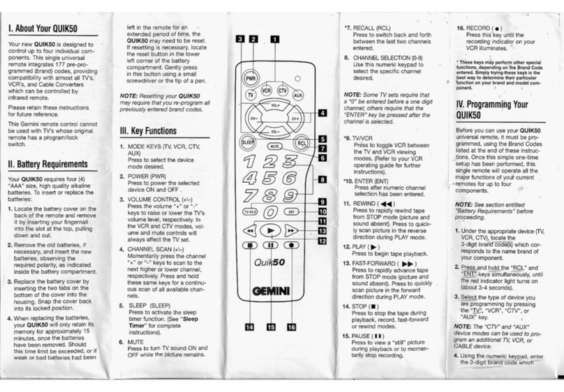 Gemini Quik50 operating guide