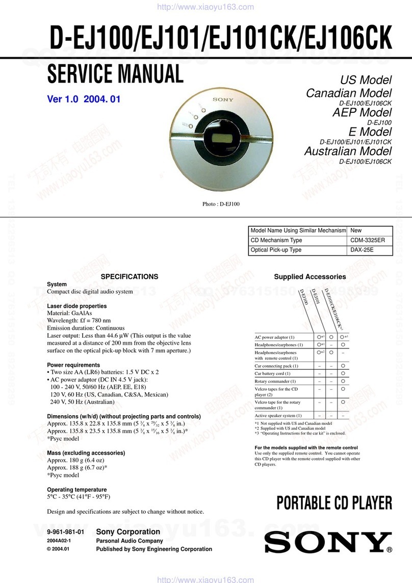 Sony CD Walkman D-EJ100 User manual