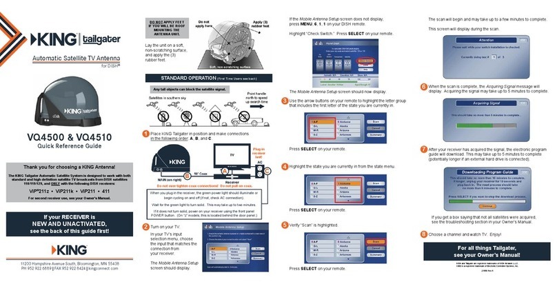 KING Tailgater VQ4500 Quick reference guide