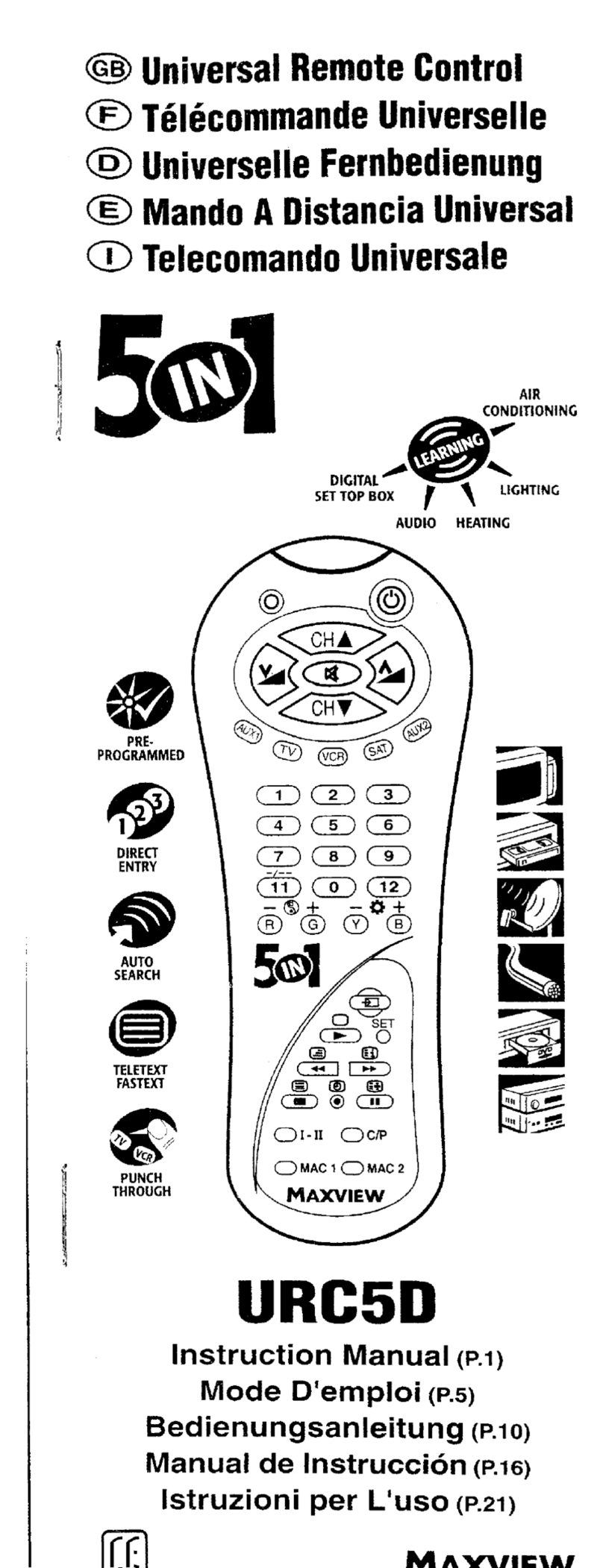 Maxview URC5D instruction manual