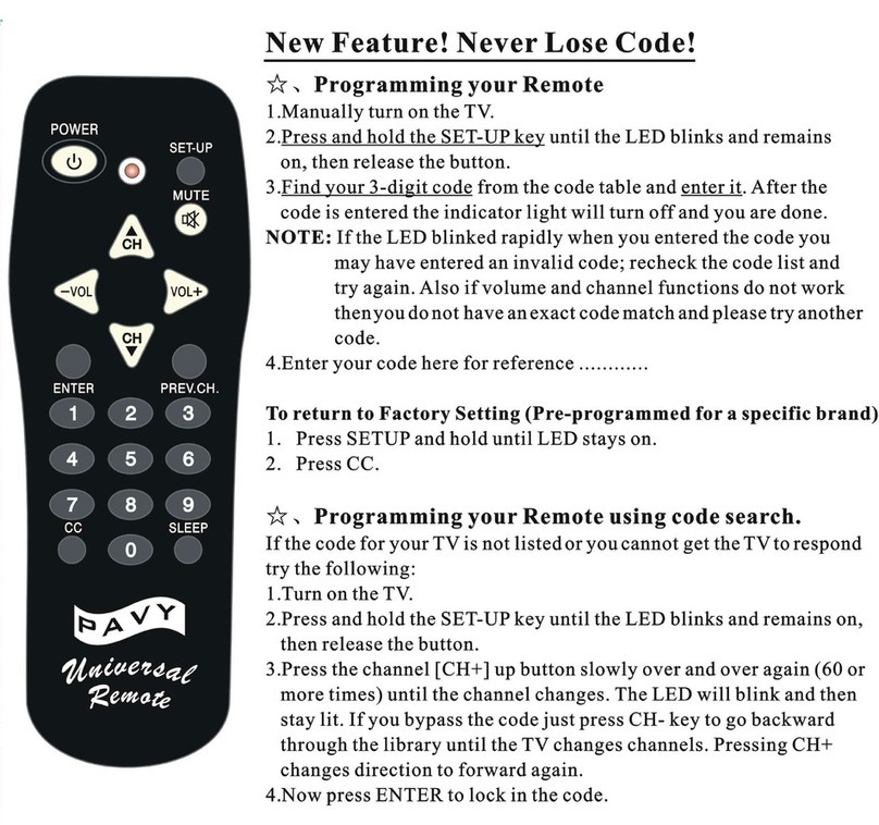 Pavy PV-11 Programming guide