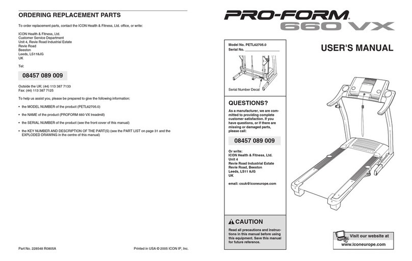 Pro-Form 660VX PETL62705.0 User manual