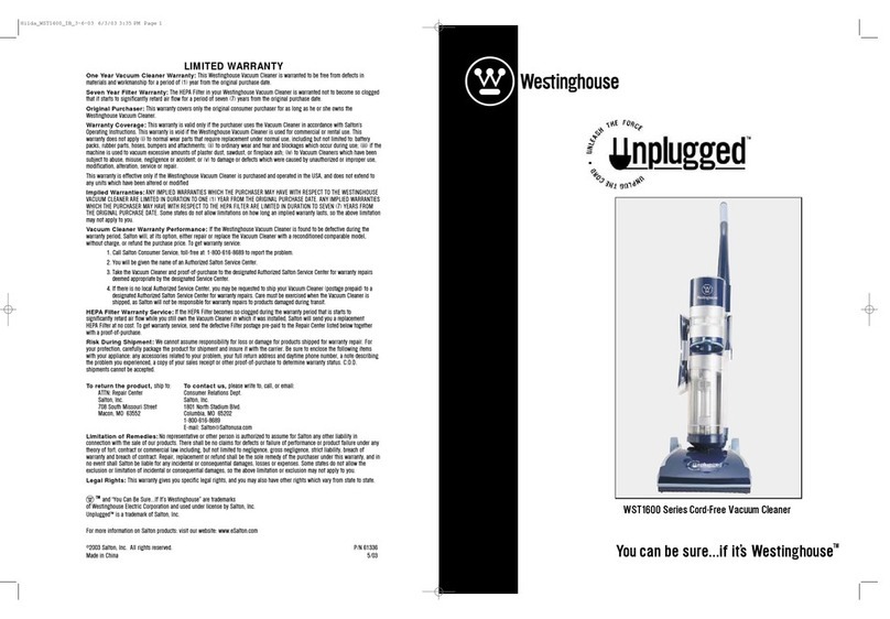 Westinghouse WST1600 Series instructions