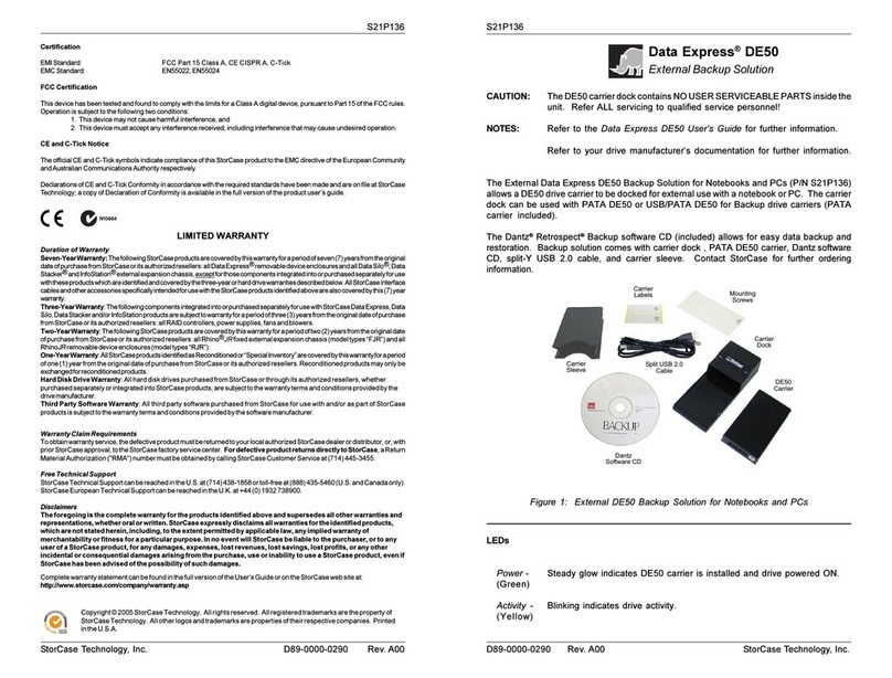 StorCase Technology Data Express DE50 User manual StorCase Technology Data Express DE50 User manual