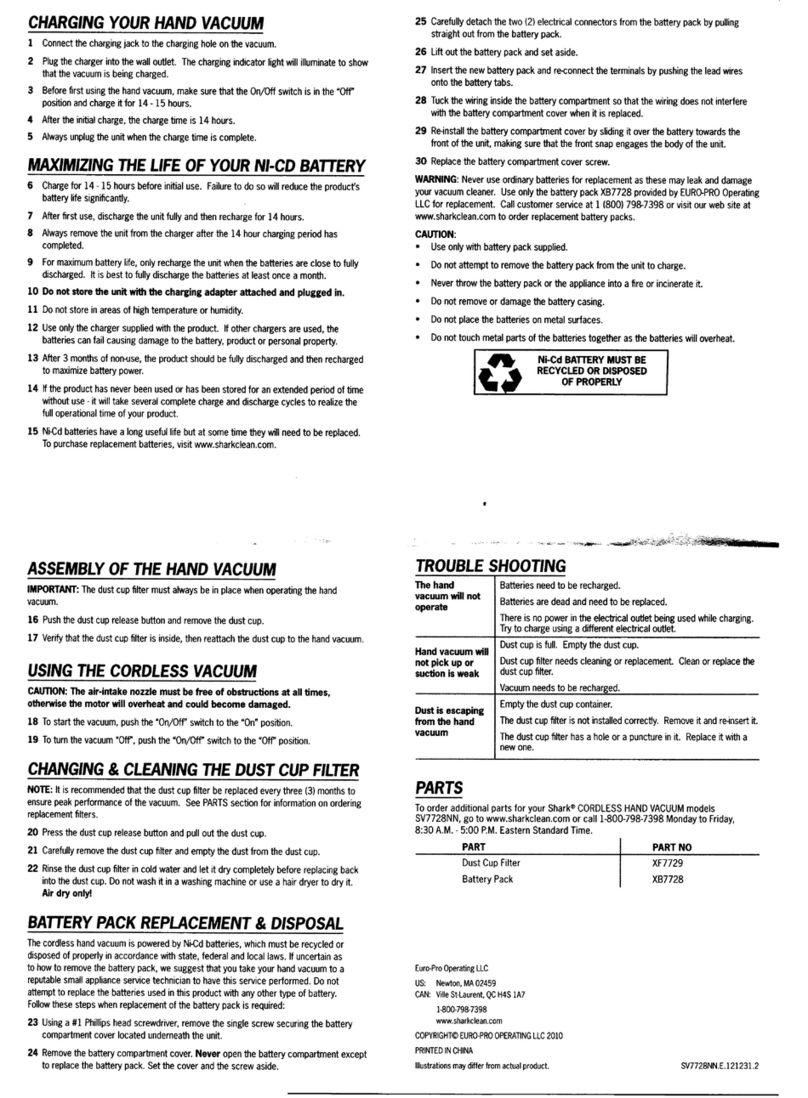 Shark CORDLESS SV7728NN User manual