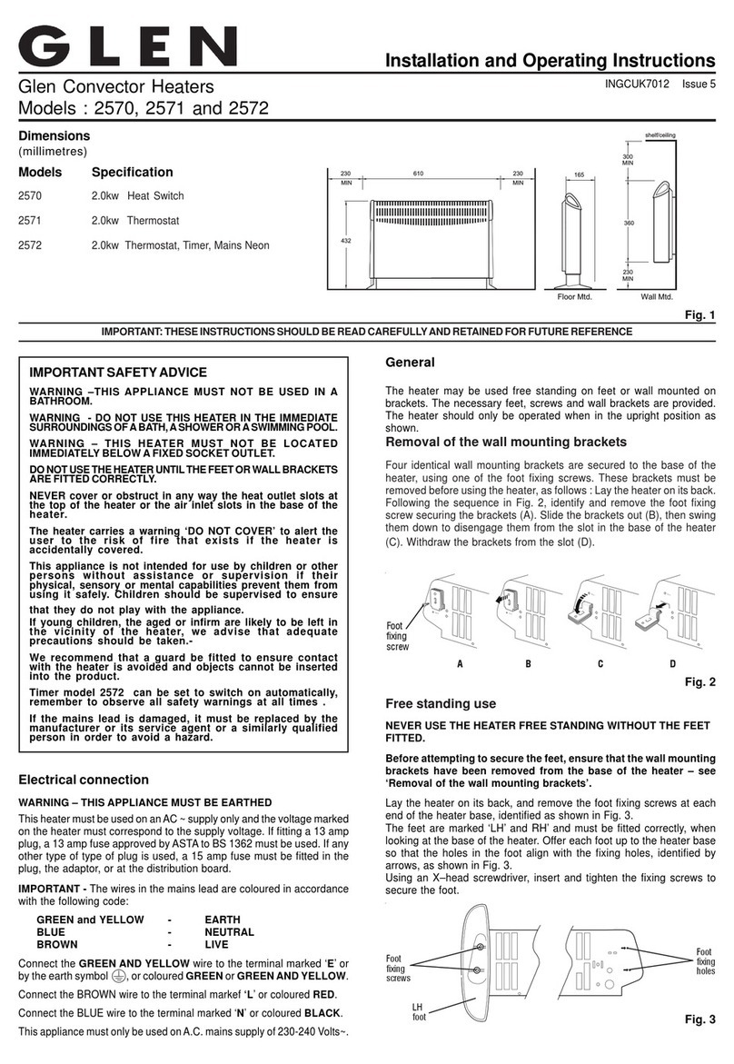 Glen 2570 Installation and operating instructions