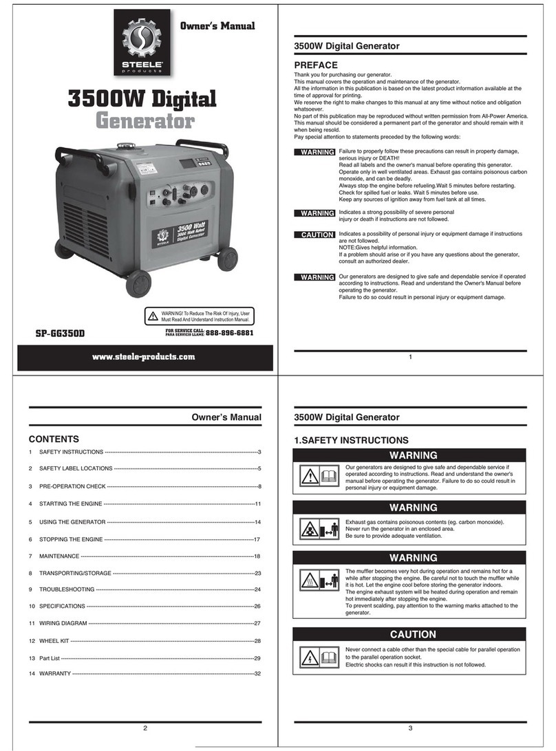 STEELE PRODUCTS SP-GG350D owner's manual