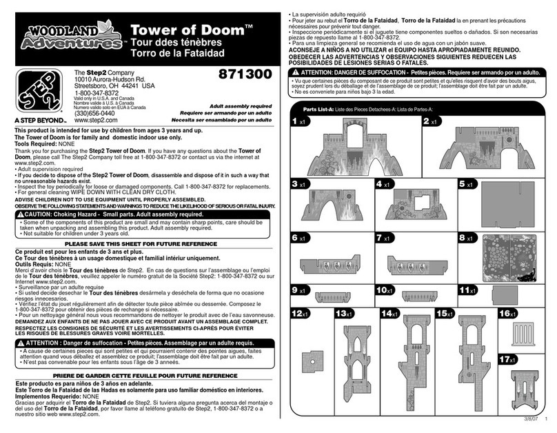 Step 2 Woodland Adventures Tower of Doom 871300 Assembly instructions Step 2 Woodland Adventures Tower of Doom 871300 Assembly instructions