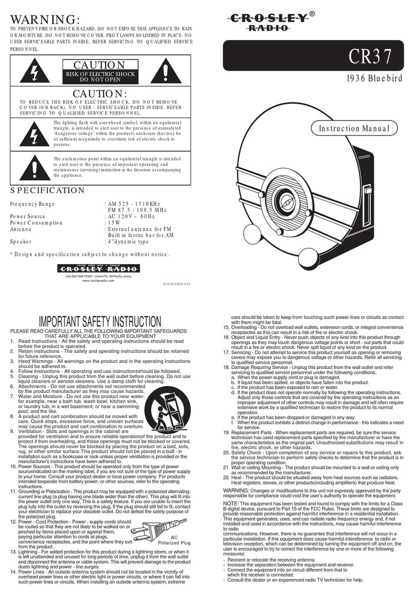 Crosley CR37 instruction manual