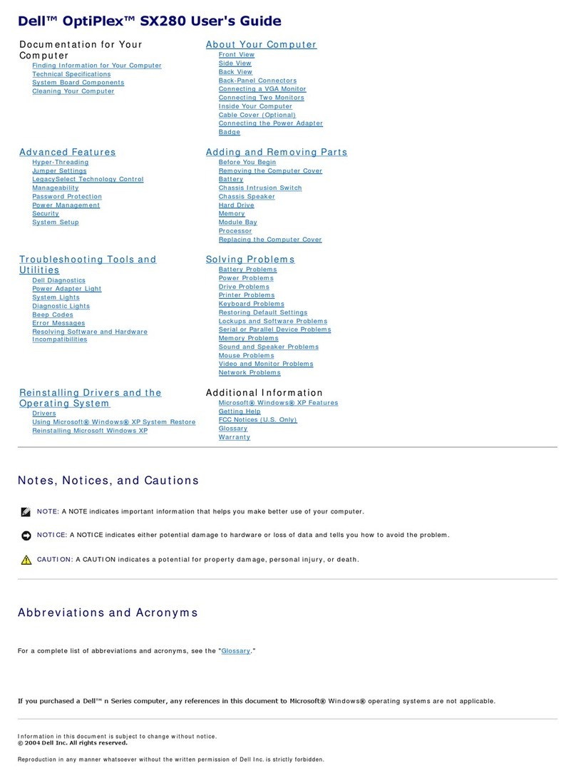 Dell OptiPlex SX280 User manual Dell OptiPlex SX280 User manual