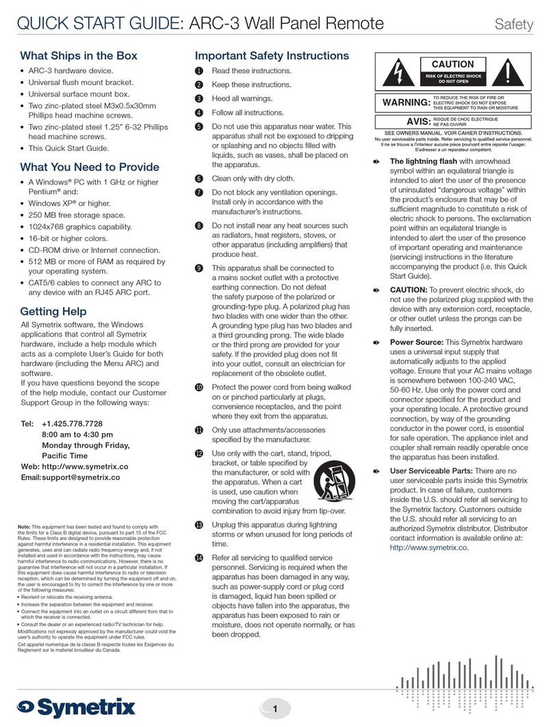 Symetrix ARC-3 quick start guide Symetrix ARC-3 quick start guide