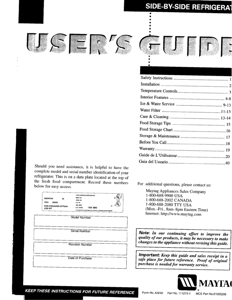 Maytag MSB2154GRQ User manual
