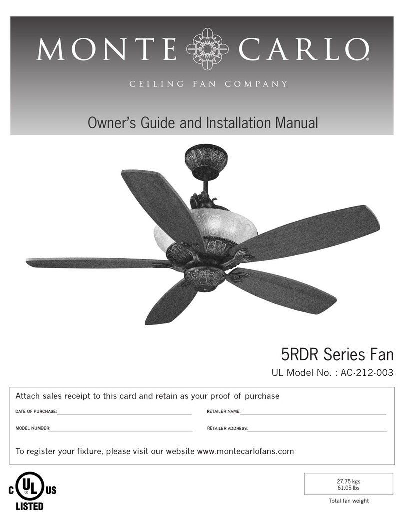 Monte Carlo Fan Company 5RDR Series Instruction manual Monte Carlo Fan Company 5RDR Series Instruction manual