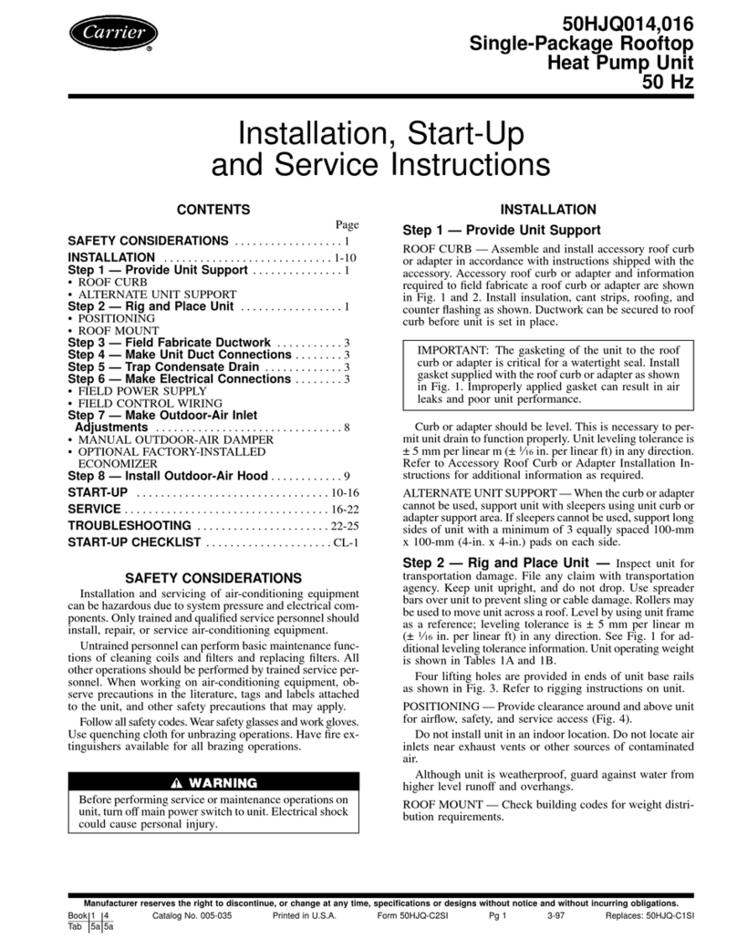 Carrier 50HJQ014 Installation, Start-Up and Service Instructions