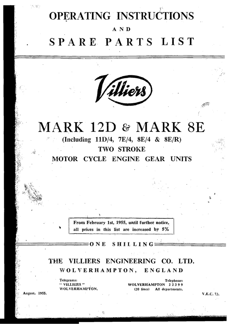 Villiers MARK 12D Operating instructions and spare parts list