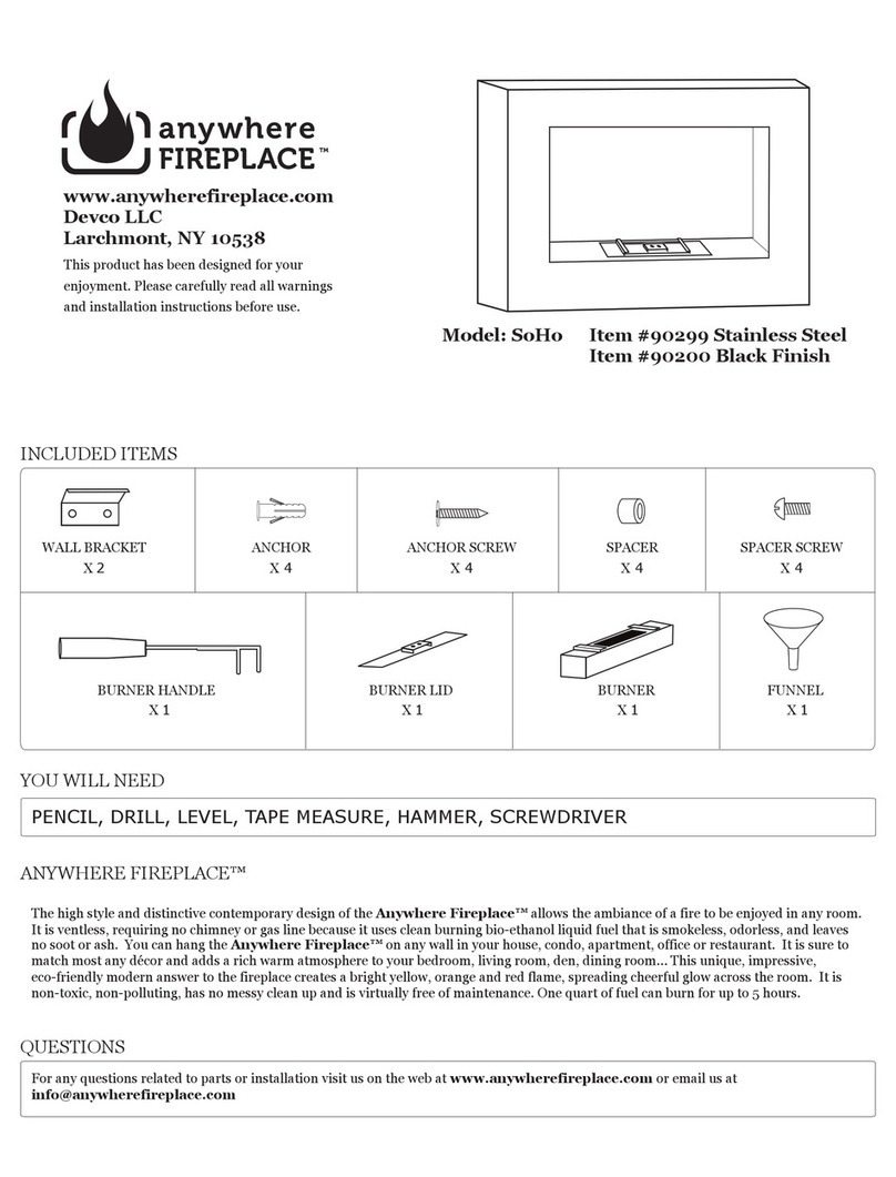 Anywhere Fireplace 90299 manual