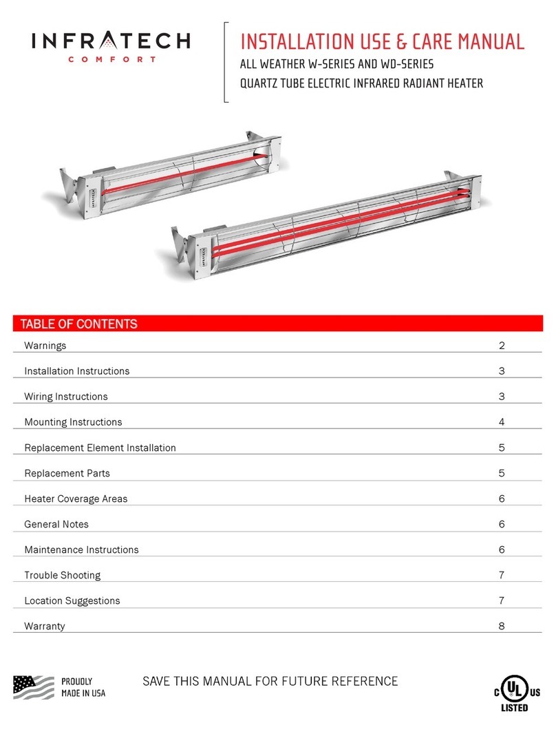Infratech W series Installation use & care instructions