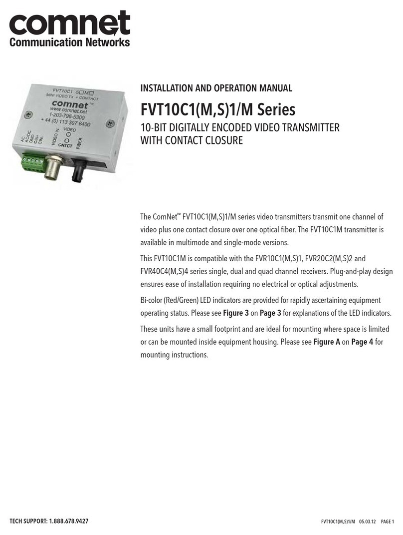 Comnet FVT10C1(M,S)1/M Series Installation and operation manual