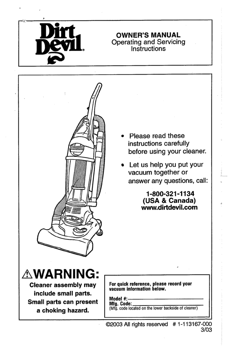 Dirt Devil M088300 Vision Turbo owner's manual