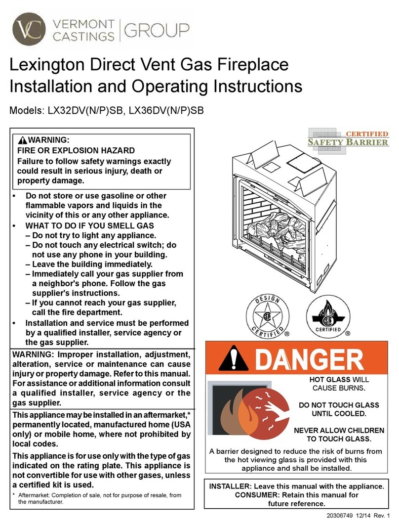 Vermont Castings LX32DV(N/P)SB Installation and operating instructions